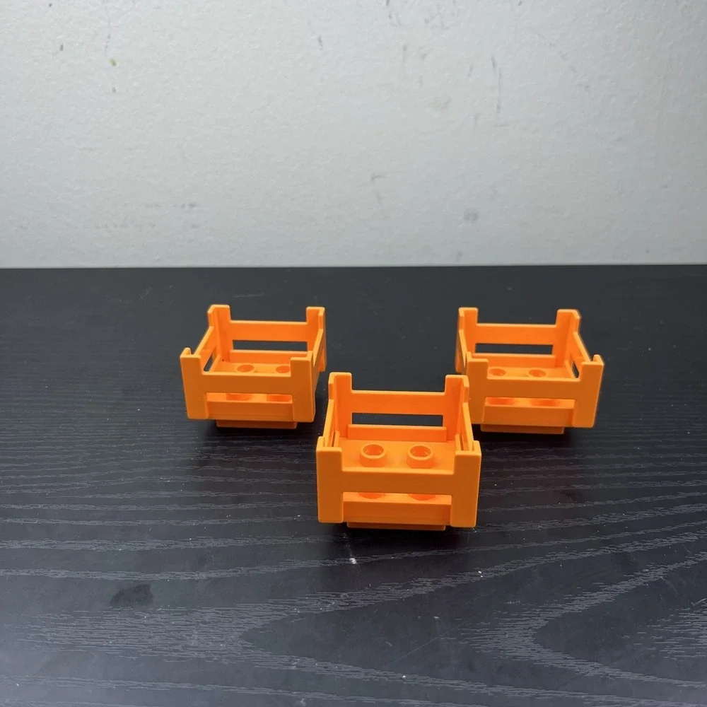 LEGO Duplo 6446 Crate Wooden Style Orange 4 x 4 lot of 3